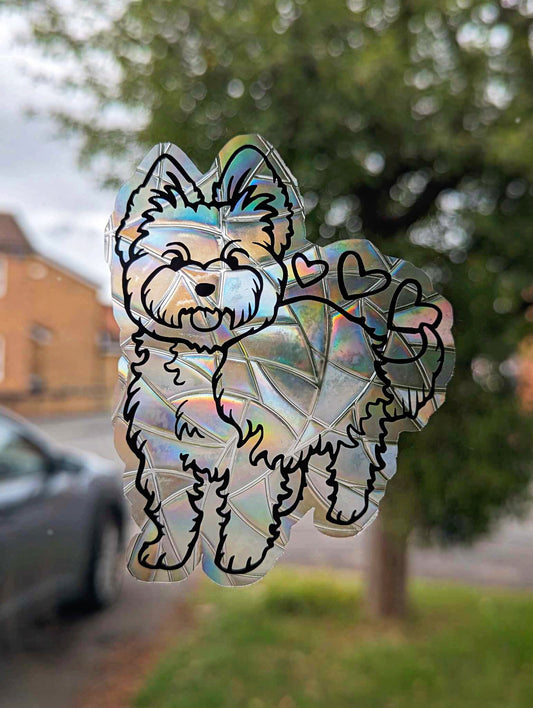 Yorkshire Terrier Vinyl Window Cling | Sun Catcher | Gift Idea | Dog Design | Rainbow Yorkie