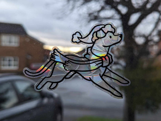 Sighthound Winter Vinyl Window Cling | Sun Catcher | Gift Idea | Dog Design | Cute Greyhound | Whippet | Lurcher | Rainbow | Christmas