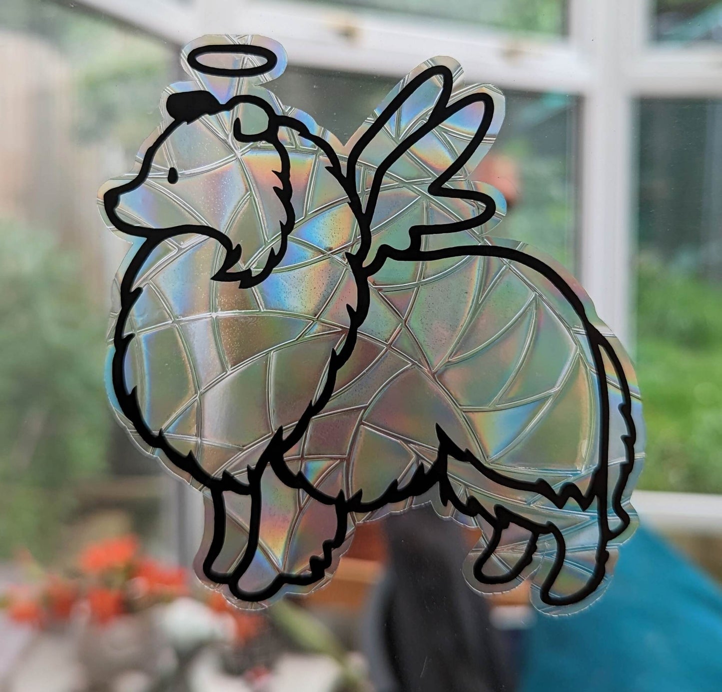 Angel Sheltie Vinyl Window Cling | Sun Catcher | Gift Idea | Dog Design | Cute Shetland Sheepdog | Rough Collie | Rainbow Bridge