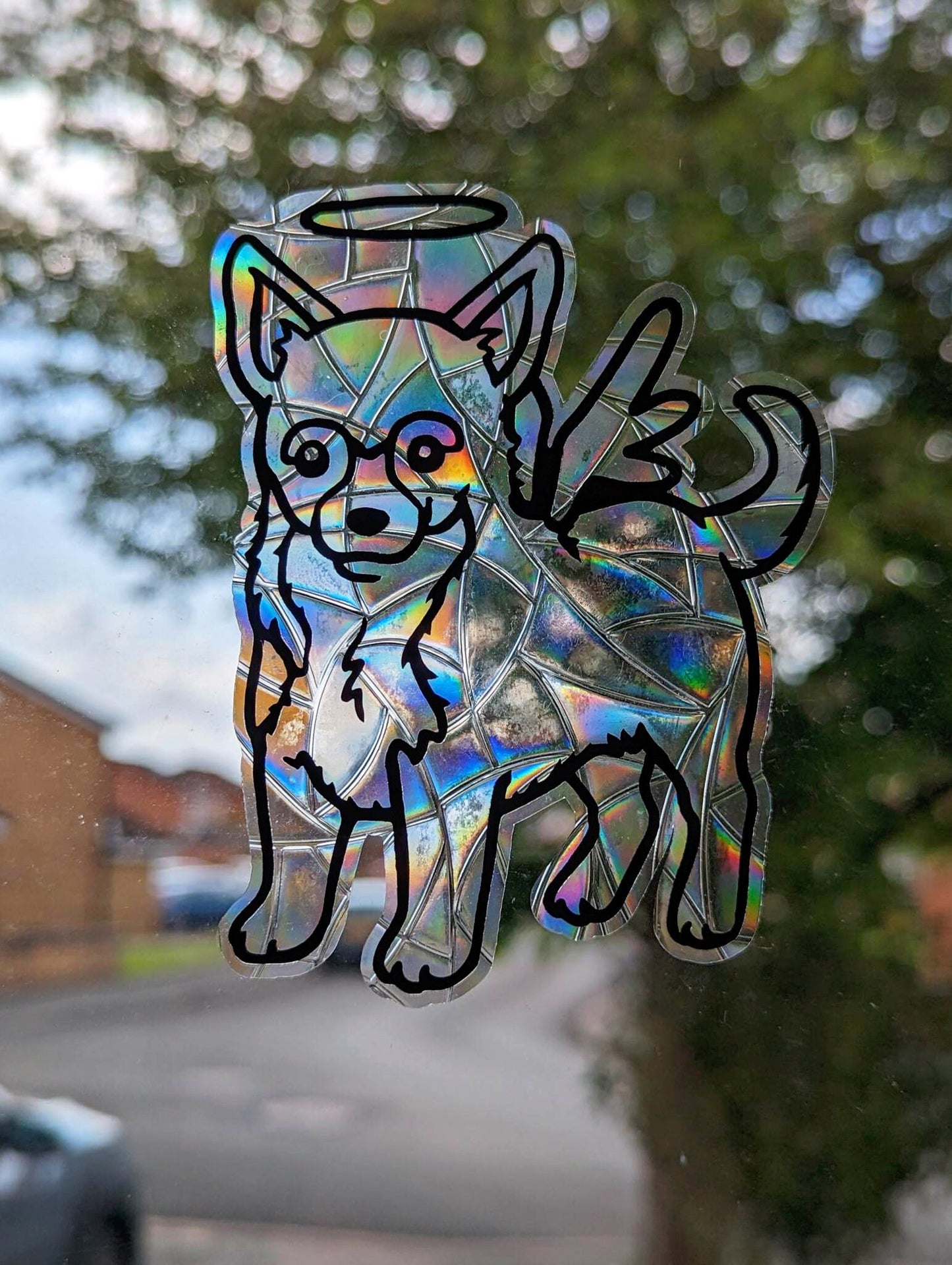 Angel Chihuahua Vinyl Window Cling | Sun Catcher | Gift Idea | Dog Design | Cute Chi | Rainbow Bridge