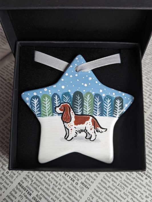 Spaniel Hand-Painted Ceramic Hanging Christmas Decoration | Ornament | One-of-a-Kind | Dog | Personalisable | Springer | Cocker