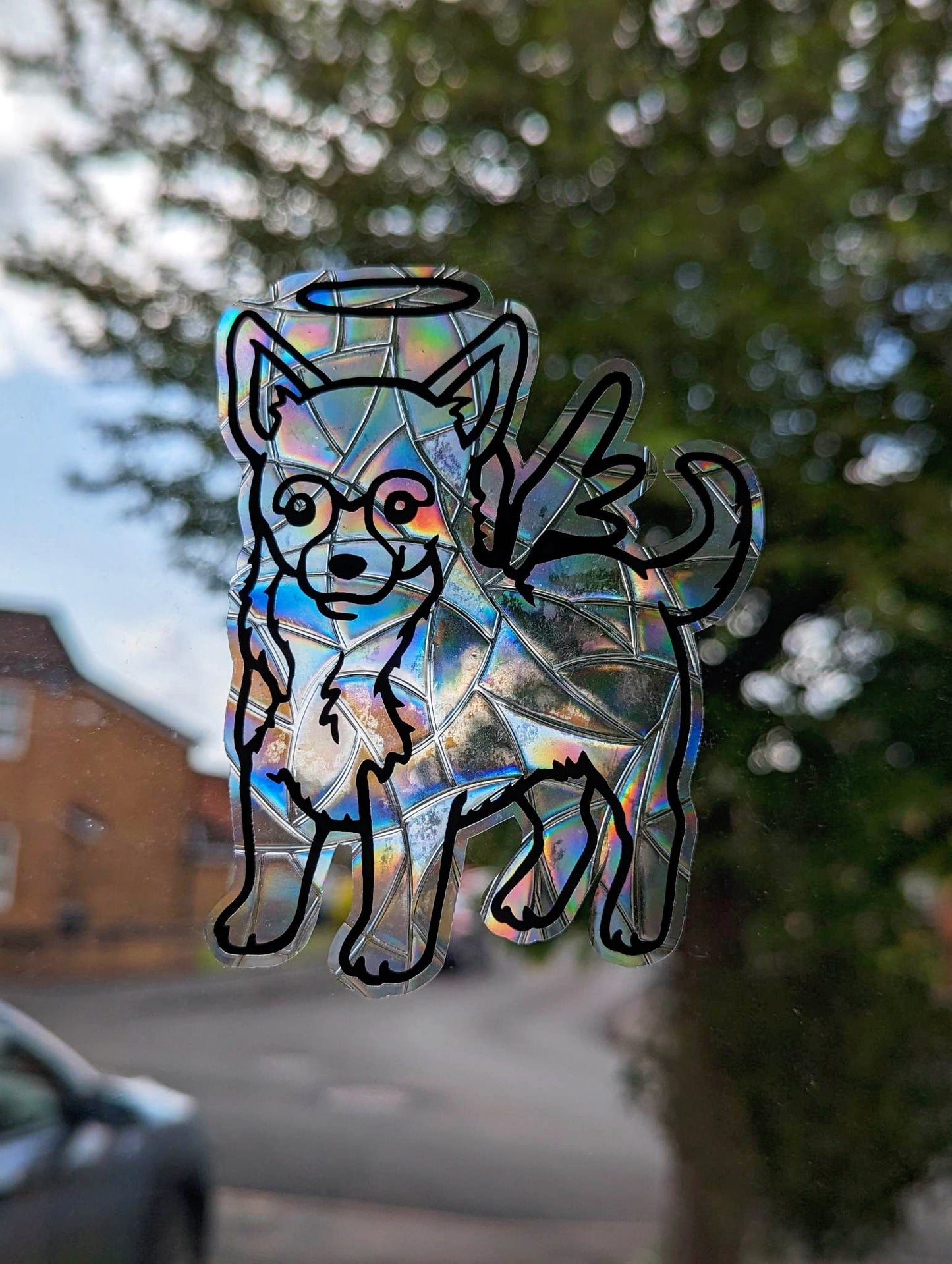 Angel Chihuahua Vinyl Window Cling | Sun Catcher | Gift Idea | Dog Design | Cute Chi | Rainbow Bridge