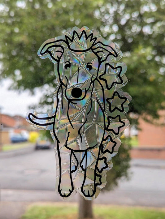 Dog Vinyl Window Cling | Sun Catcher | Beautiful Gift Idea | Dog Design | Cute Sighthound | Whippet | Lurcher | | Greyhound | Rainbow