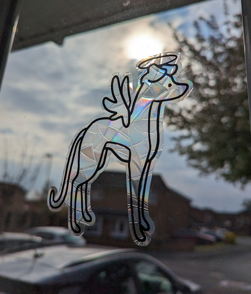 Angel Sighthound Vinyl Window Cling | Sun Catcher | Gift Idea | Dog Design | Cute Greyhound | Whippet | Lurcher | Rainbow Bridge