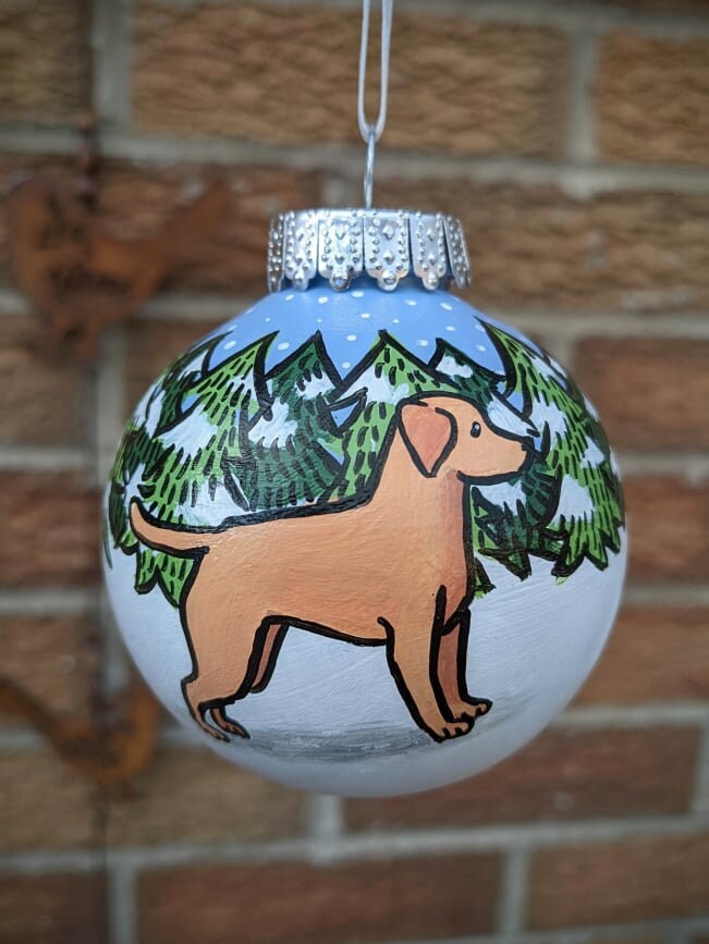 Labrador Hand Painted Dog Christmas Bauble | Ornament | One-of-a-Kind | Personalisable | Lab | Retriever | Golden