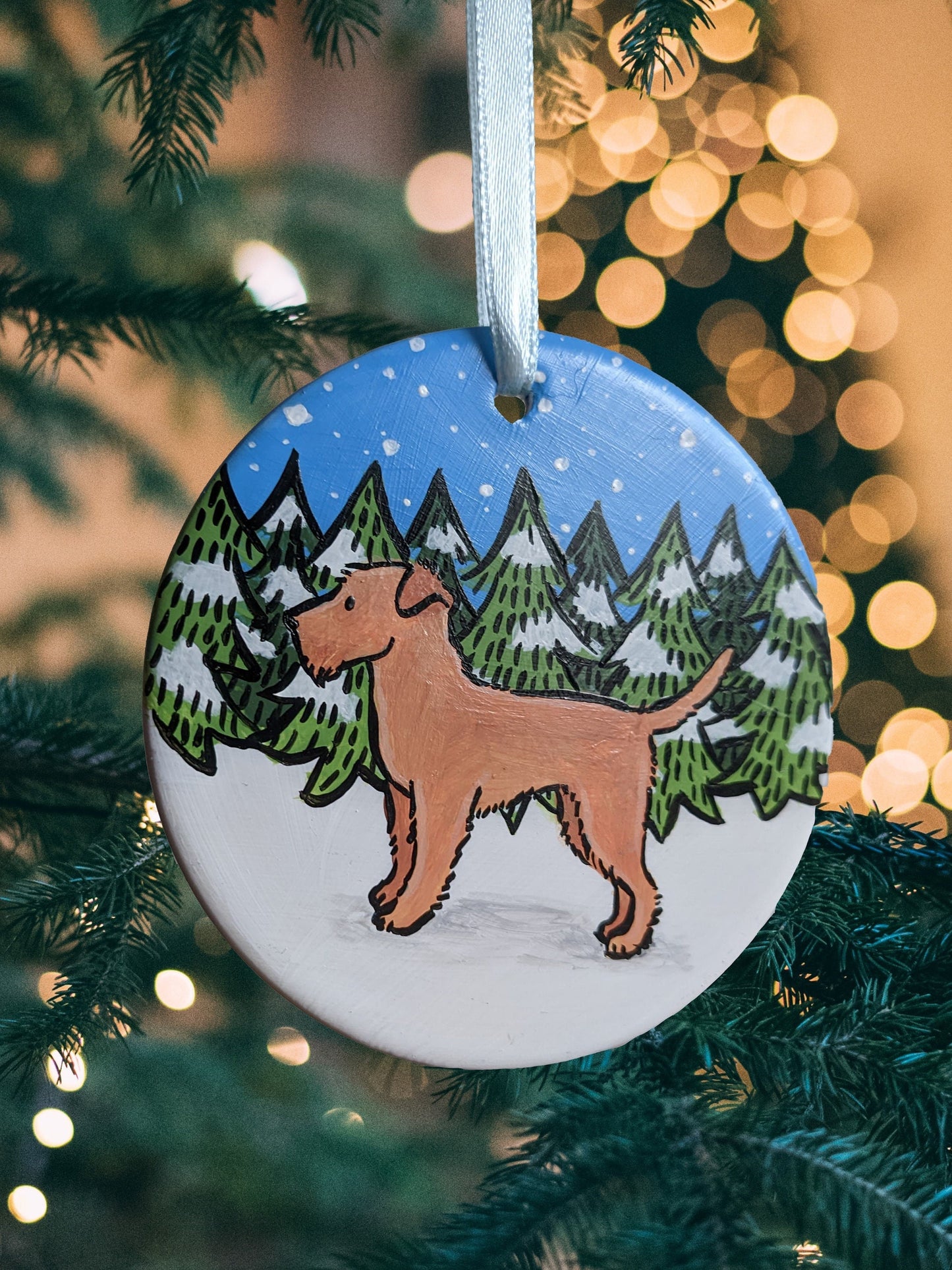 Terrier Hand Painted Ceramic Christmas Decoration | Ornament | One-of-a-Kind | Dog | Fell | Lakeland | Irish Terrier | Personalisable