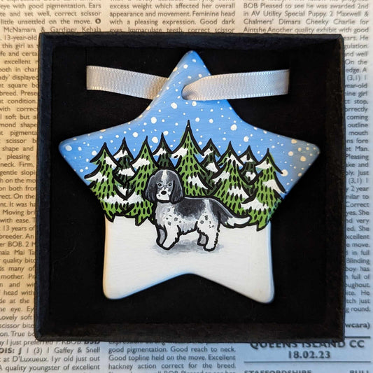 Spaniel Hand-Painted Ceramic Hanging Star Christmas Decoration | Ornament | One-of-a-Kind | Dog | Personalisable | Cocker | Welsh Springer