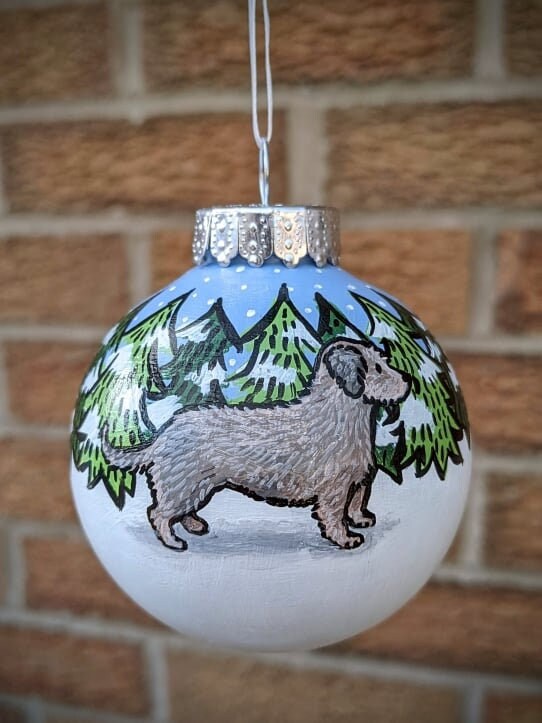 Wire Haired Dachshund Hand Painted Dog Christmas Bauble | Ornament | One-of-a-Kind | Personalisable | Sausage Dog