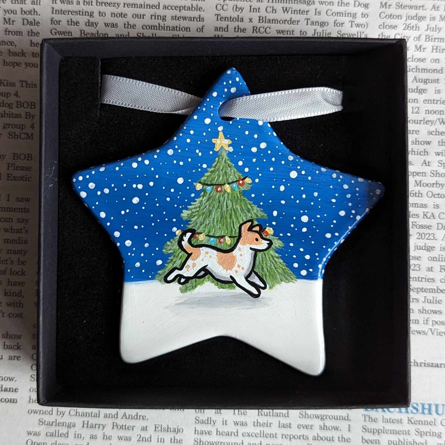 Terrier Hand-Painted Ceramic Hanging Christmas Decoration | Ornament | One-of-a-Kind | Dog | Personalisable |  Jack Russell | JRT