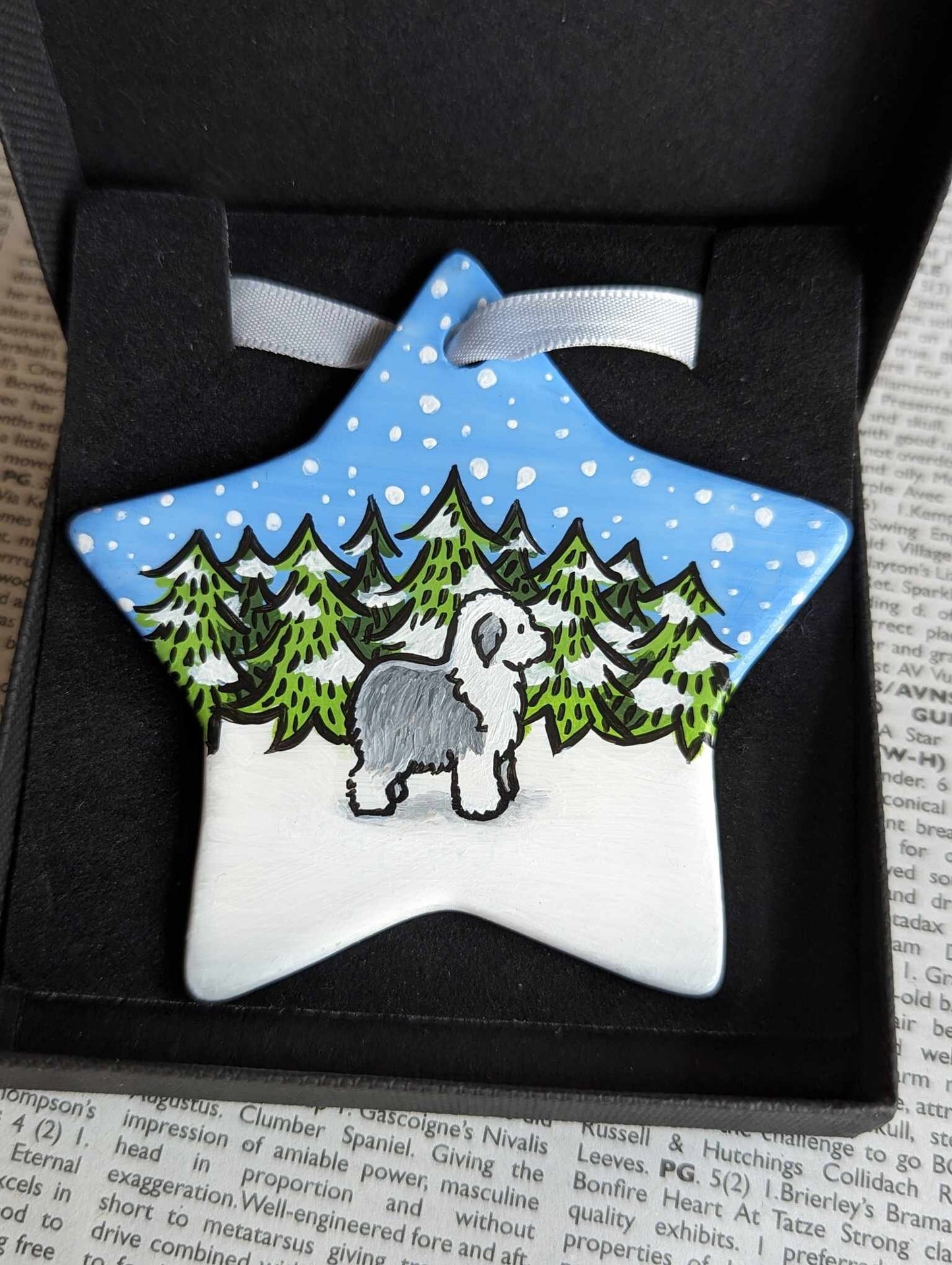 Old English Sheepdog Hand-Painted Ceramic Christmas Decoration | Ornament | One-of-a-Kind | Dog | Personalisable | OES | Sheepie