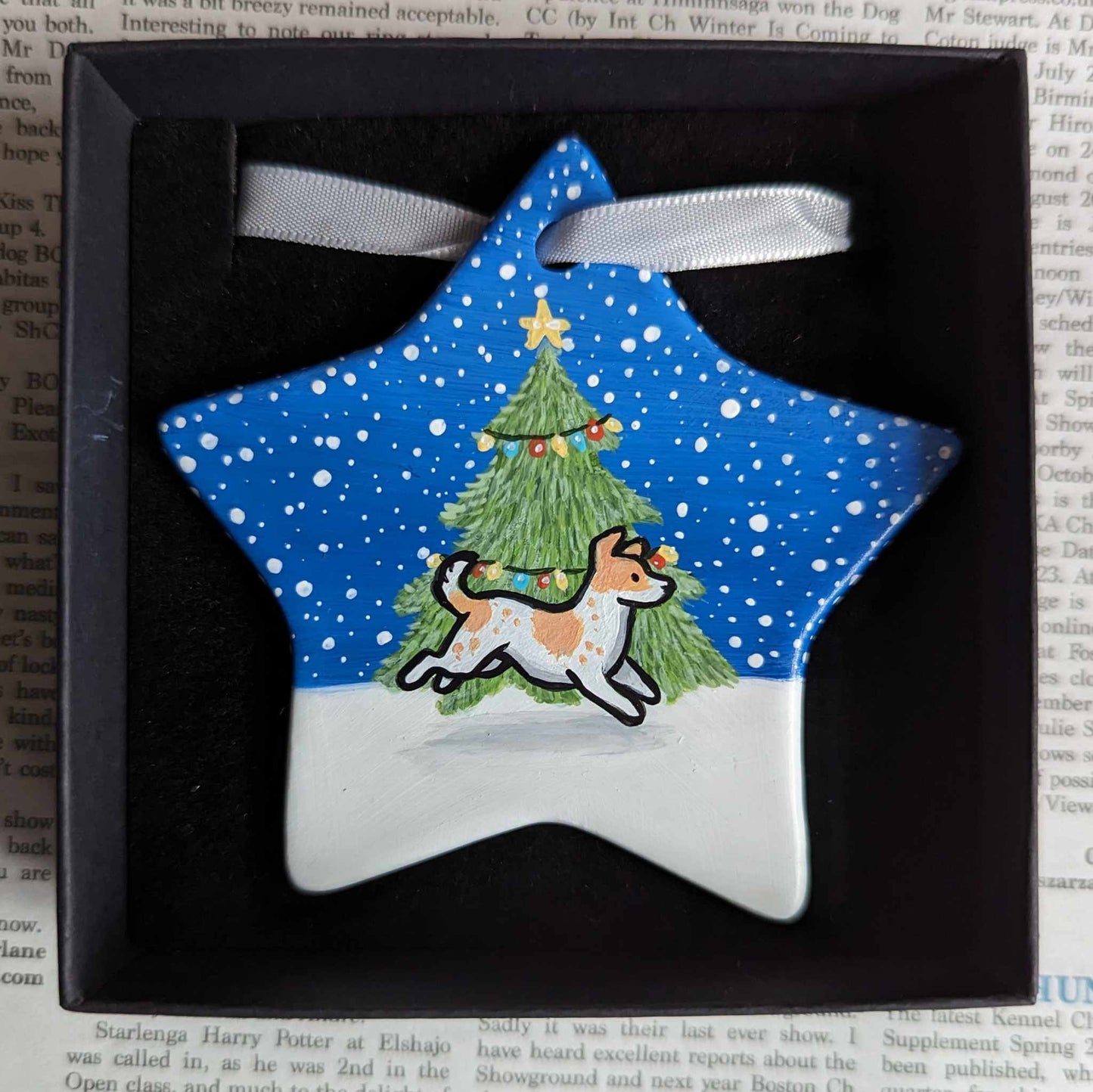 Terrier Hand-Painted Ceramic Hanging Christmas Decoration | Ornament | One-of-a-Kind | Dog | Personalisable |  Jack Russell | JRT