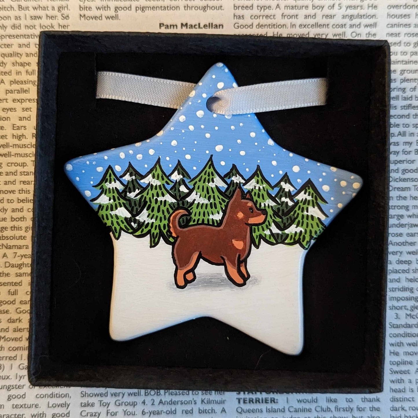 Lancashire HeelerHand-Painted Ceramic Hanging Christmas Decoration | Ornament | Dog | Personalisable | Ormskirk Terrier | Liver and Tan