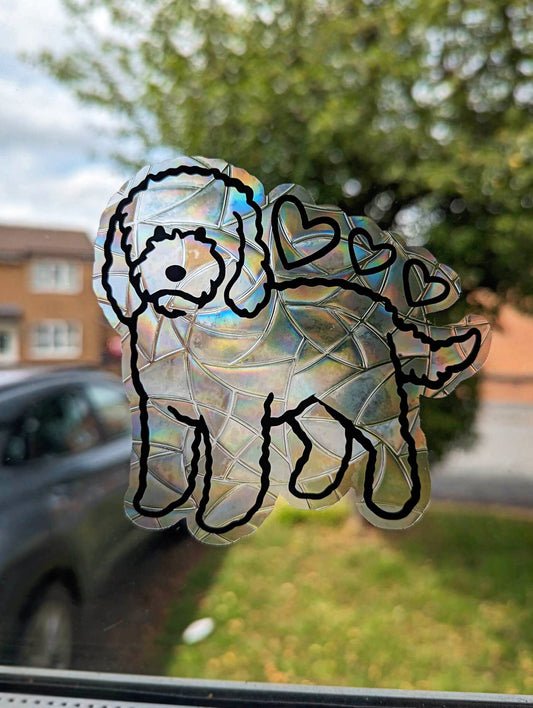 Cockerpoo Vinyl Window Cling | Sun Catcher | Gift Idea | Dog Design | Cute Doodle | Sprocker | Spaniel | Rainbow