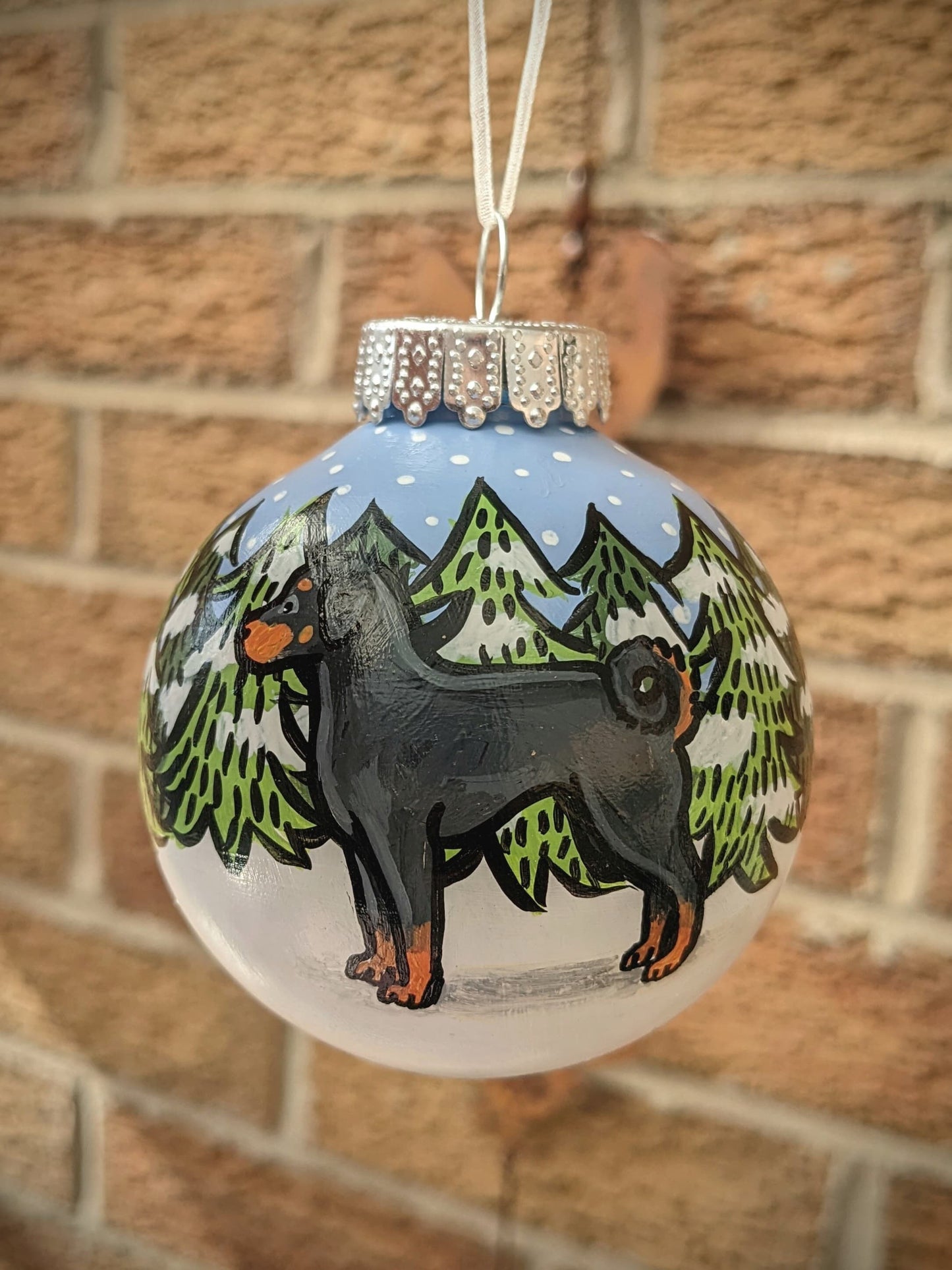 Dobermann Dog Hand Painted Christmas Bauble | Ornament | One-of-a-Kind | Personalisable |  Dobie | Doby