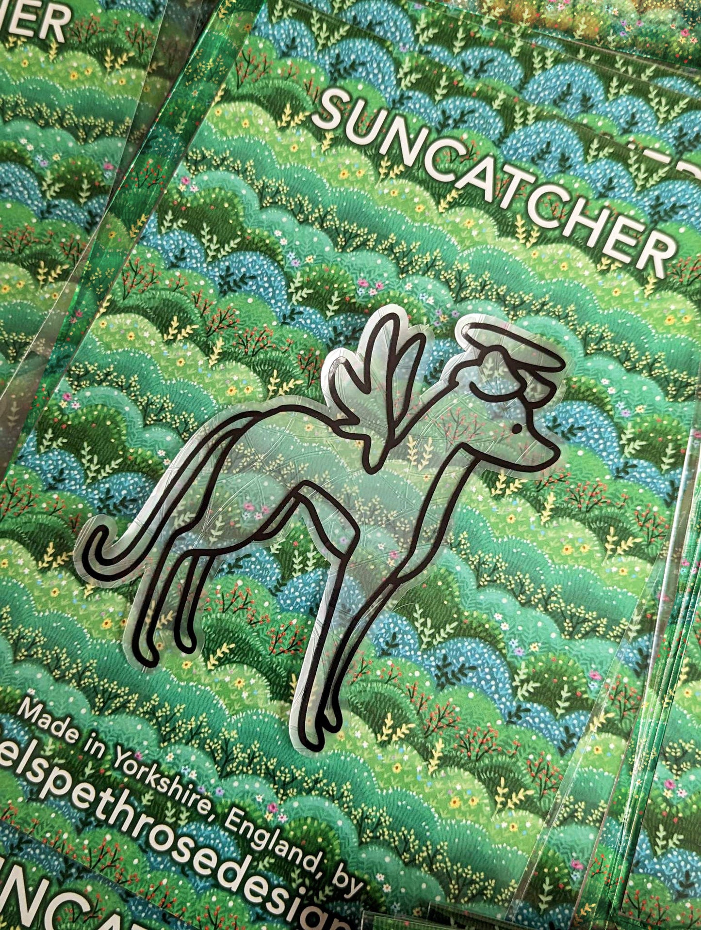 Angel Sighthound Vinyl Window Cling | Sun Catcher | Gift Idea | Dog Design | Cute Greyhound | Whippet | Lurcher | Rainbow Bridge