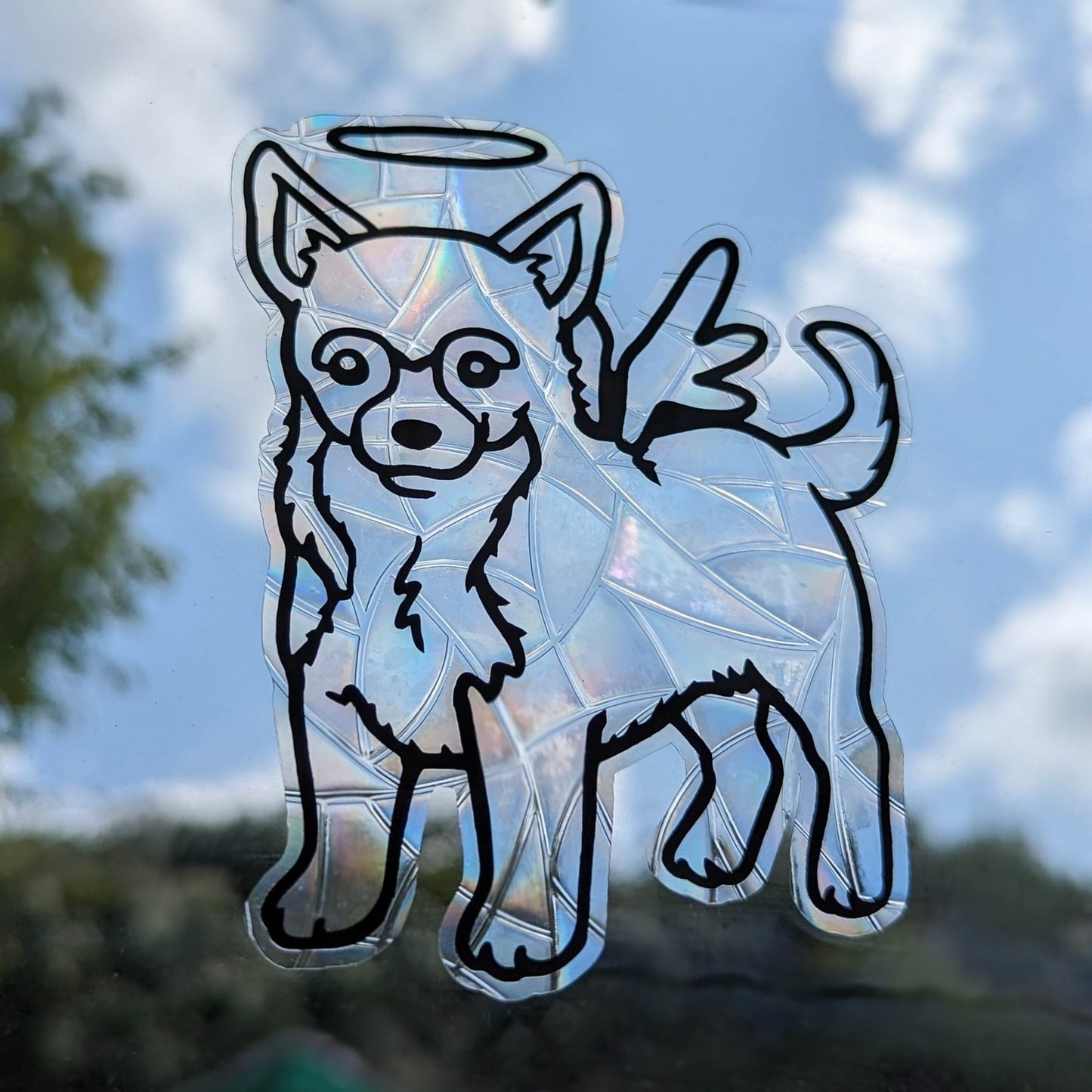 Angel Chihuahua Vinyl Window Cling | Sun Catcher | Gift Idea | Dog Design | Cute Chi | Rainbow Bridge